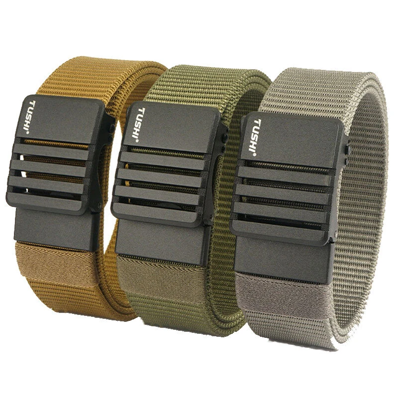 TUSHI 120cm Nylon Hard Tactical Belt for Men Metal Automatic Buckle Belt Military Belt for Outdoor Sports — TUSHI