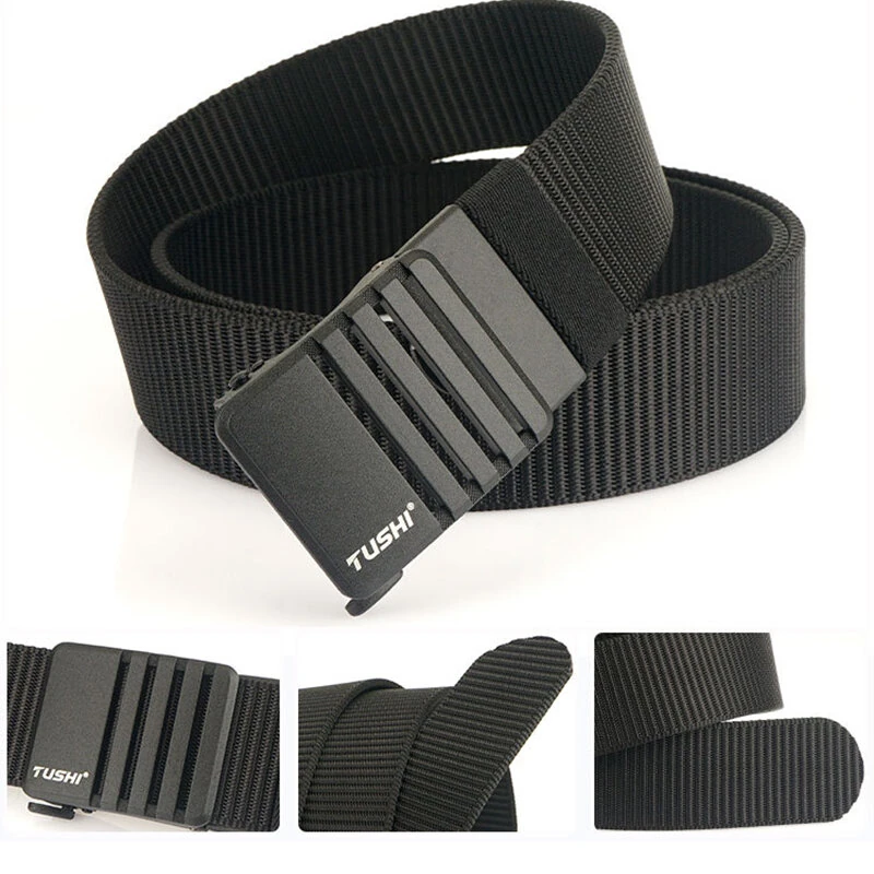 TUSHI 120cm Nylon Hard Tactical Belt for Men Metal Automatic Buckle Belt Military Belt for Outdoor Sports — view 3