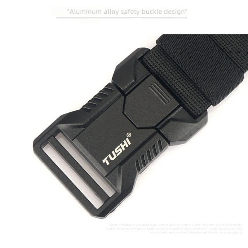 TUSHI 125cm Tactical Nylon Belt Adjustable Quick Release Wear-resistant Lightweight Waist Belt Aluminum Alloy Buckle Canvas Belt Casual Sports Belts for Outdoor Men Women — view 5