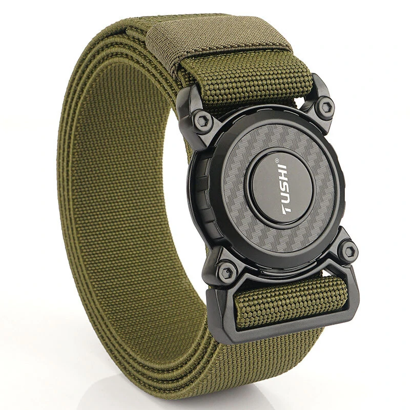 TUSHI 2023 Hot Sell Men Belt 125cm*3.8cm Elastic Polyester Waistband New Design Metal Quick Release Buckle Tactical Girdle — view 10