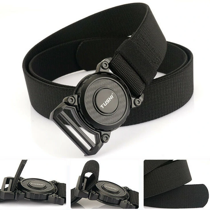TUSHI 2023 Hot Sell Men Belt 125cm*3.8cm Elastic Polyester Waistband New Design Metal Quick Release Buckle Tactical Girdle — view 2