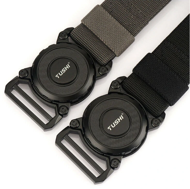 TUSHI 2023 Hot Sell Men Belt 125cm*3.8cm Elastic Polyester Waistband New Design Metal Quick Release Buckle Tactical Girdle — view 3