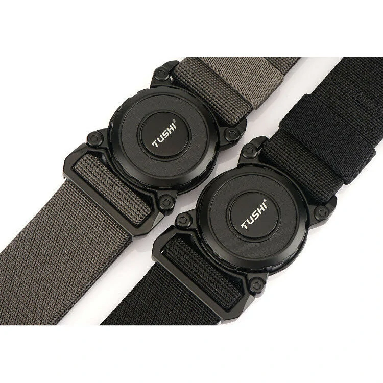 TUSHI 2023 Hot Sell Men Belt 125cm*3.8cm Elastic Polyester Waistband New Design Metal Quick Release Buckle Tactical Girdle — view 4
