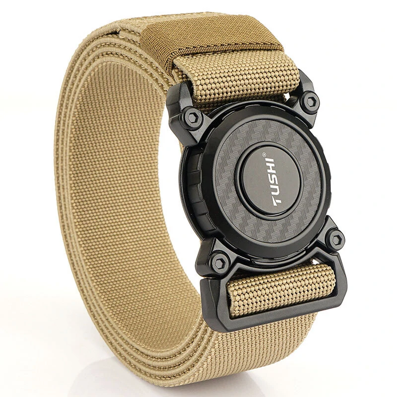 TUSHI 2023 Hot Sell Men Belt 125cm*3.8cm Elastic Polyester Waistband New Design Metal Quick Release Buckle Tactical Girdle — view 9