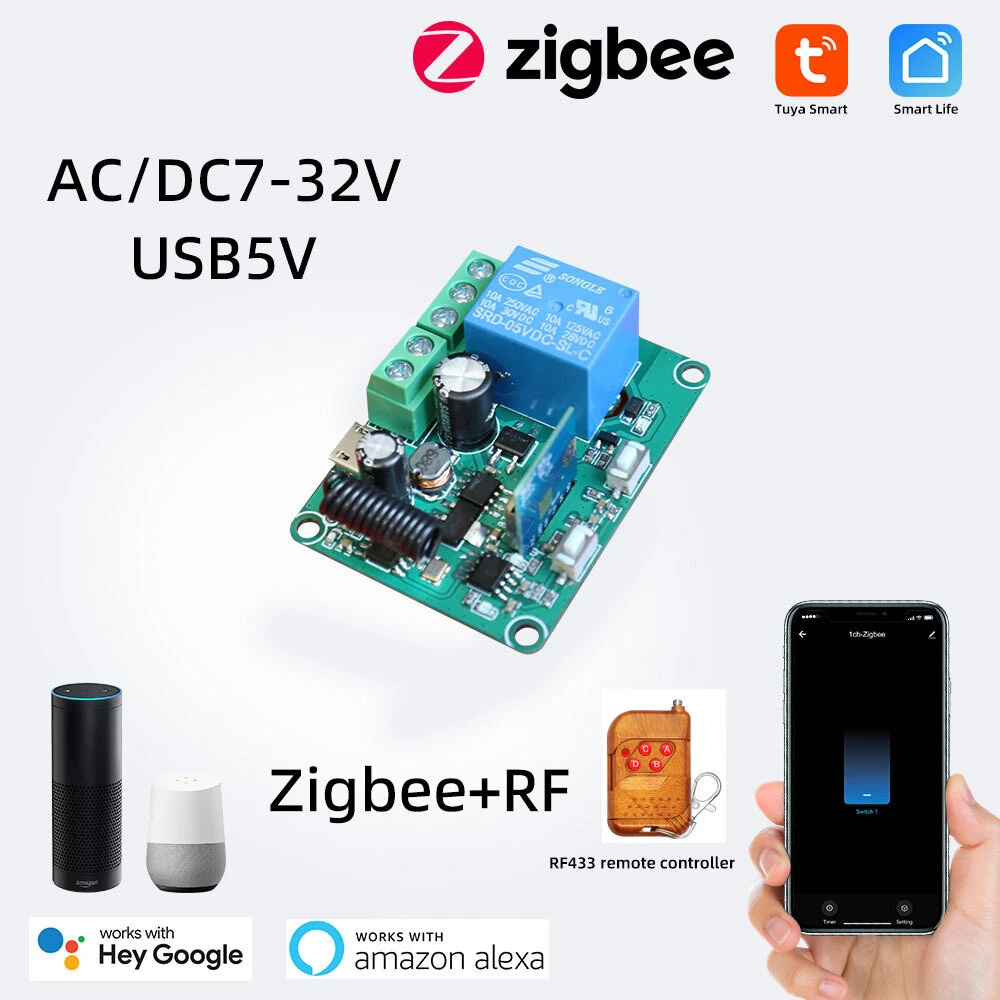Tuya 7-32V Smart Zigbe Switch Mini RF Module Timing/Schedule Function Smart Scene Application APP Remote Monitor Voice Control with Alexa Google Home — view 3