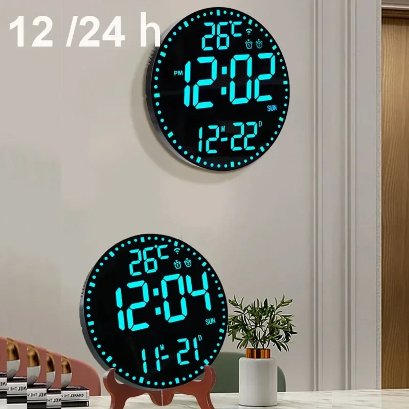 Tuya APP Smart Wifi Wall Clock RGB Calendar Clock Living Room Digital Wall Clock App Intelligent Control Colorful LED Wall Calendar Clock Date Temperature Display — view 7