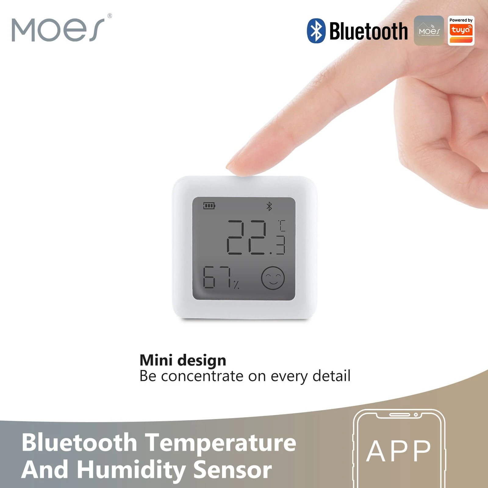 Tuya bluetooth Smart LCD Screen Digital Thermometer Temperature Humidity Sensor Moisture Meter App Remote Control — view 3