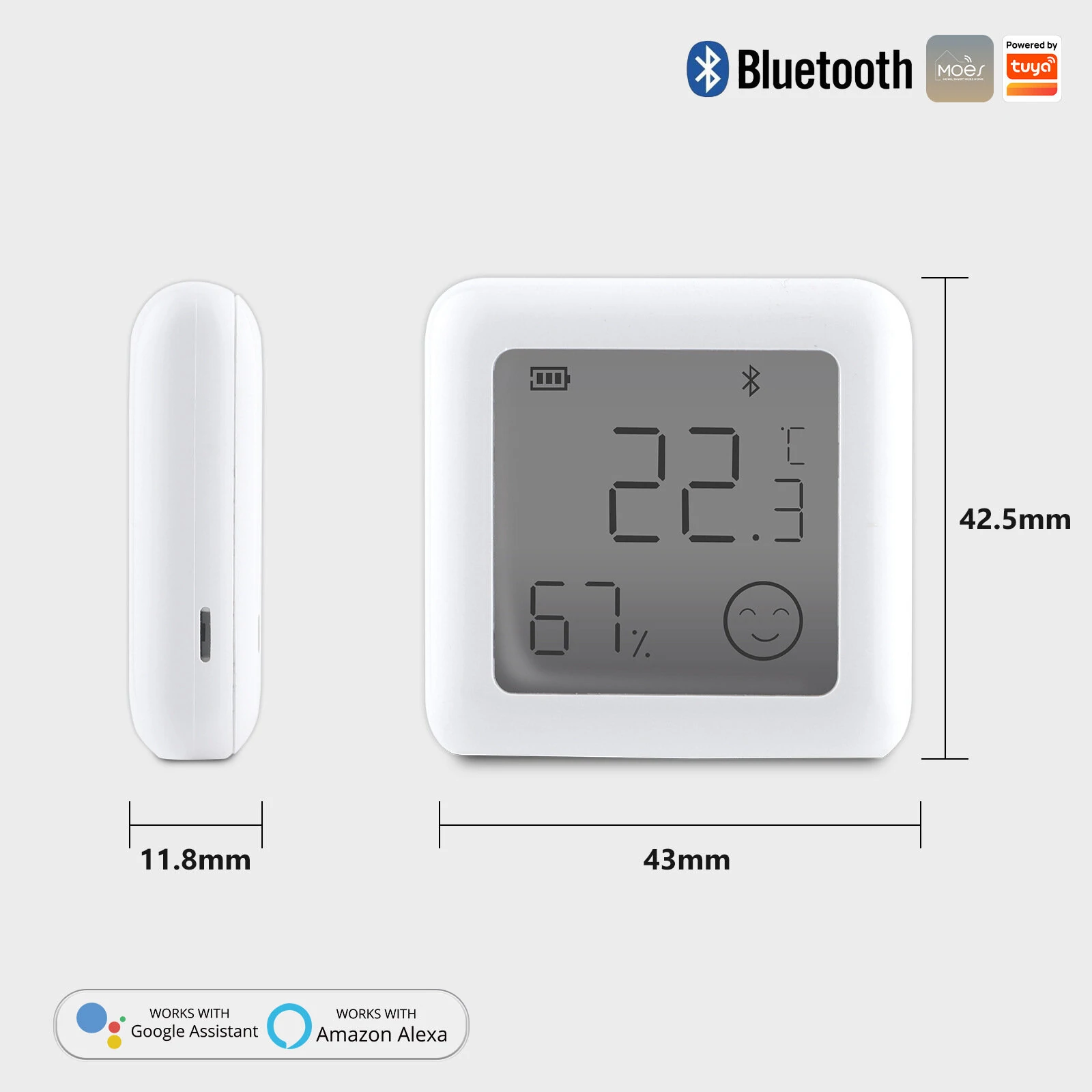 Tuya bluetooth Smart LCD Screen Digital Thermometer Temperature Humidity Sensor Moisture Meter App Remote Control — view 4