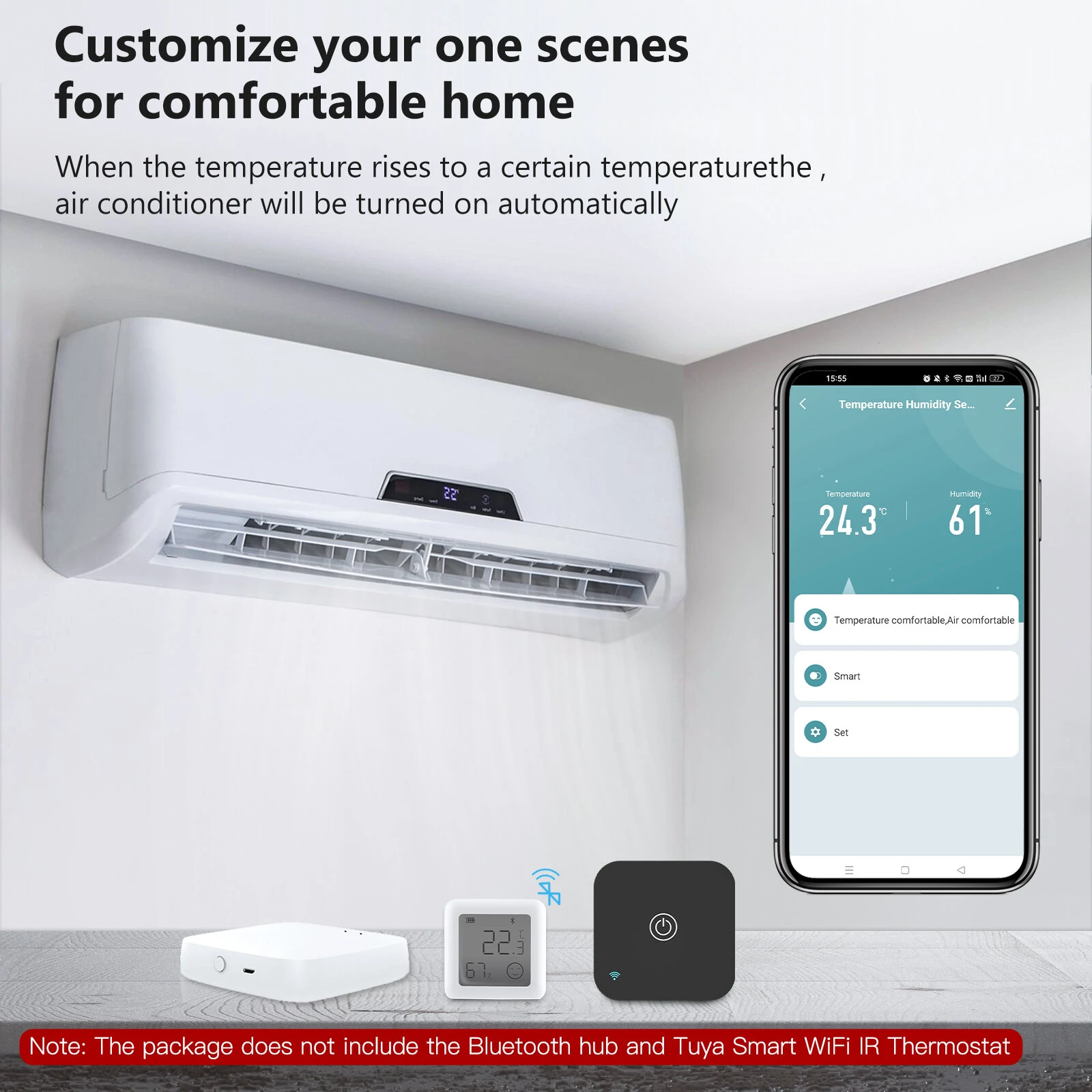 Tuya bluetooth Smart LCD Screen Digital Thermometer Temperature Humidity Sensor Moisture Meter App Remote Control — view 8