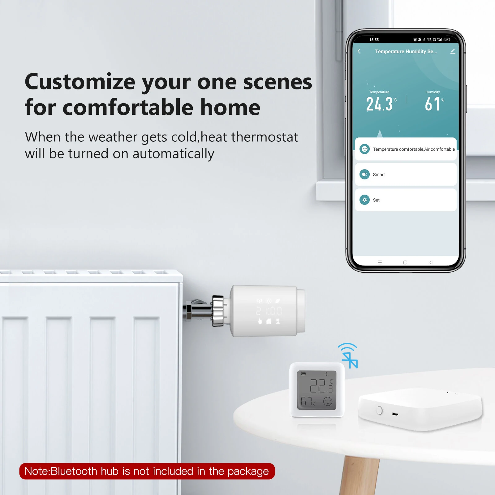 Tuya bluetooth Smart LCD Screen Digital Thermometer Temperature Humidity Sensor Moisture Meter App Remote Control — view 9