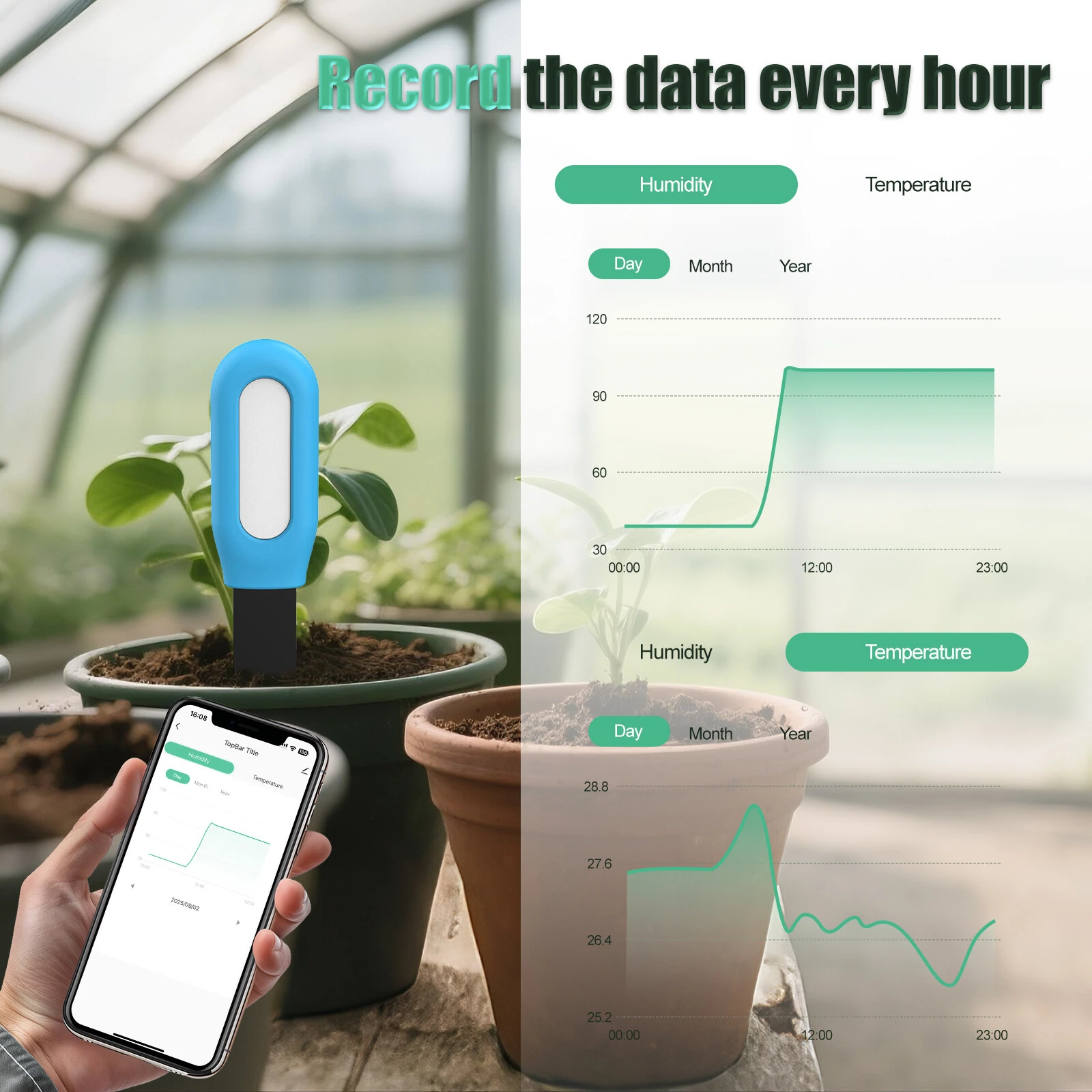 TUYA Soil Moisture Temperature Sensor Bluetooth 4.1 For Zigbee  Waterproof Compatible with Android iOS Smart Irrigation — view 3