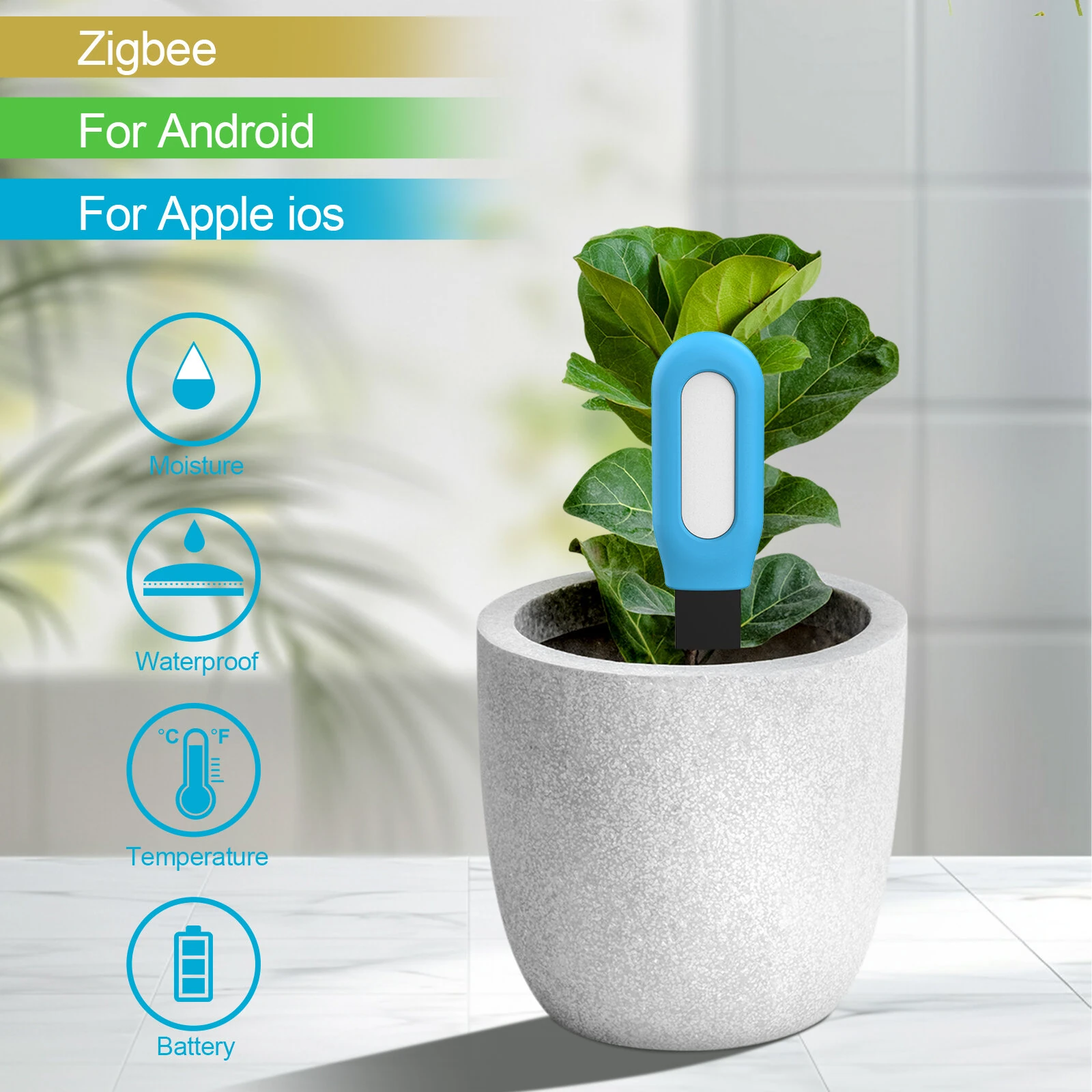 TUYA Soil Moisture Temperature Sensor Bluetooth 4.1 For Zigbee  Waterproof Compatible with Android iOS Smart Irrigation — view 8