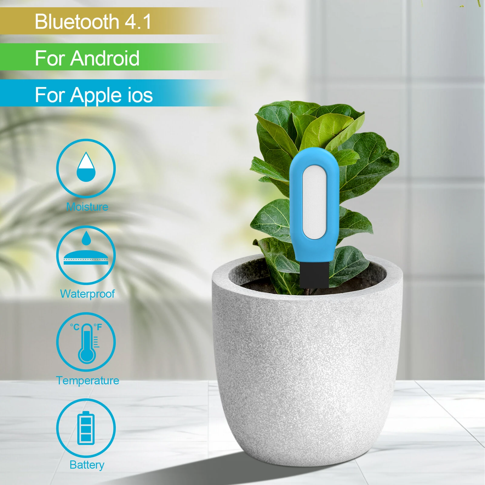 TUYA Soil Moisture Temperature Sensor Bluetooth 4.1 For Zigbee  Waterproof Compatible with Android iOS Smart Irrigation — view 9