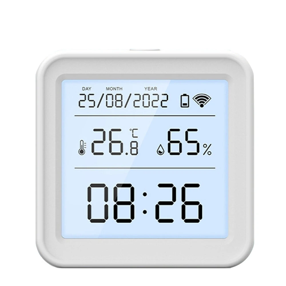Tuya TH08 Wi-Fi Zigbe Temperature Humidity Sensor Hygrometer Wireless Alexa Google Compatible Backlight Feature Low Battery Reminder Remote Home Monitoring 24H Time Display — view 2