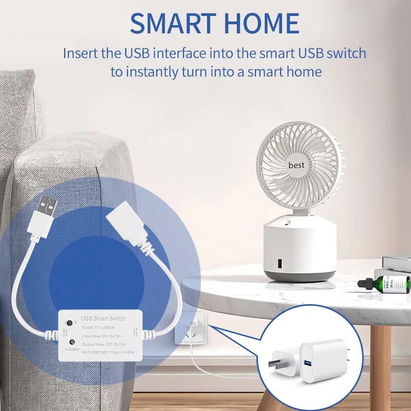Tuya USB Smart WiFi Switch Controller Universal Breakers Timing Function Smart Life for USB Appliances Voice Control with Alexa Google Home — view 4
