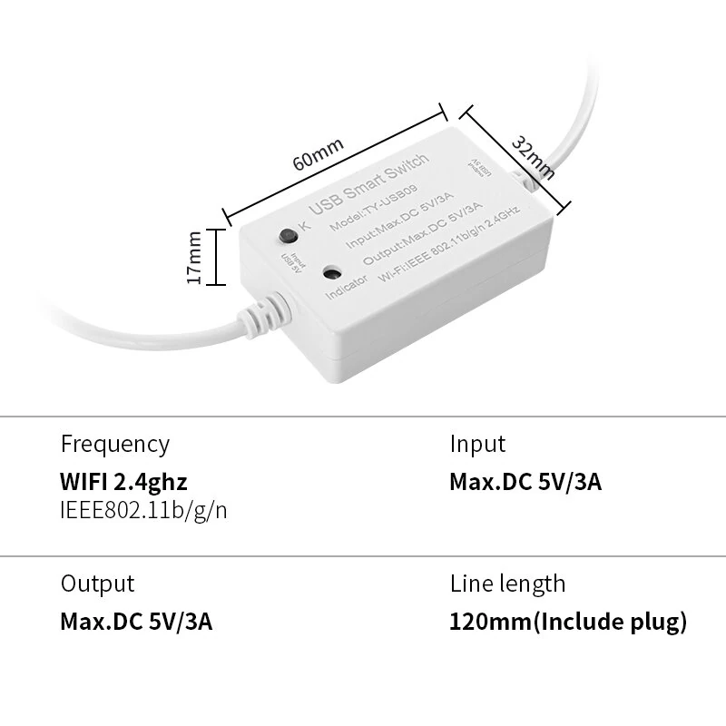 Tuya USB Smart WiFi Switch Controller Universal Breakers Timing Function Smart Life for USB Appliances Voice Control with Alexa Google Home — view 7