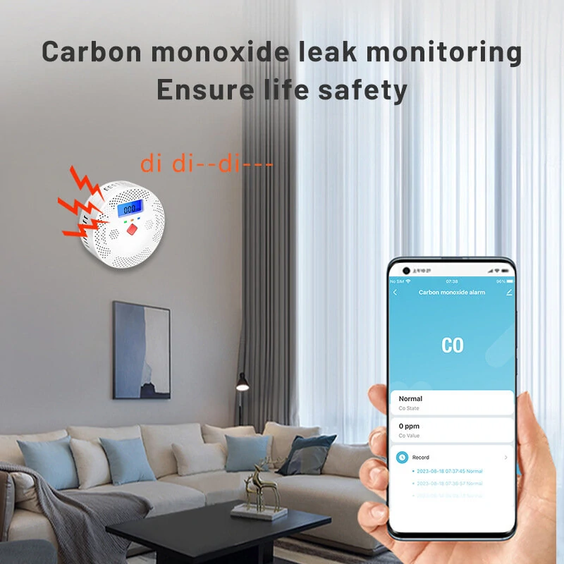 Tuya WiFi Smart Carbon Monoxide Detector Alarm 85dB Sound Warning LCD Digital Display Home Indoor CO Poisoning Siren — view 4