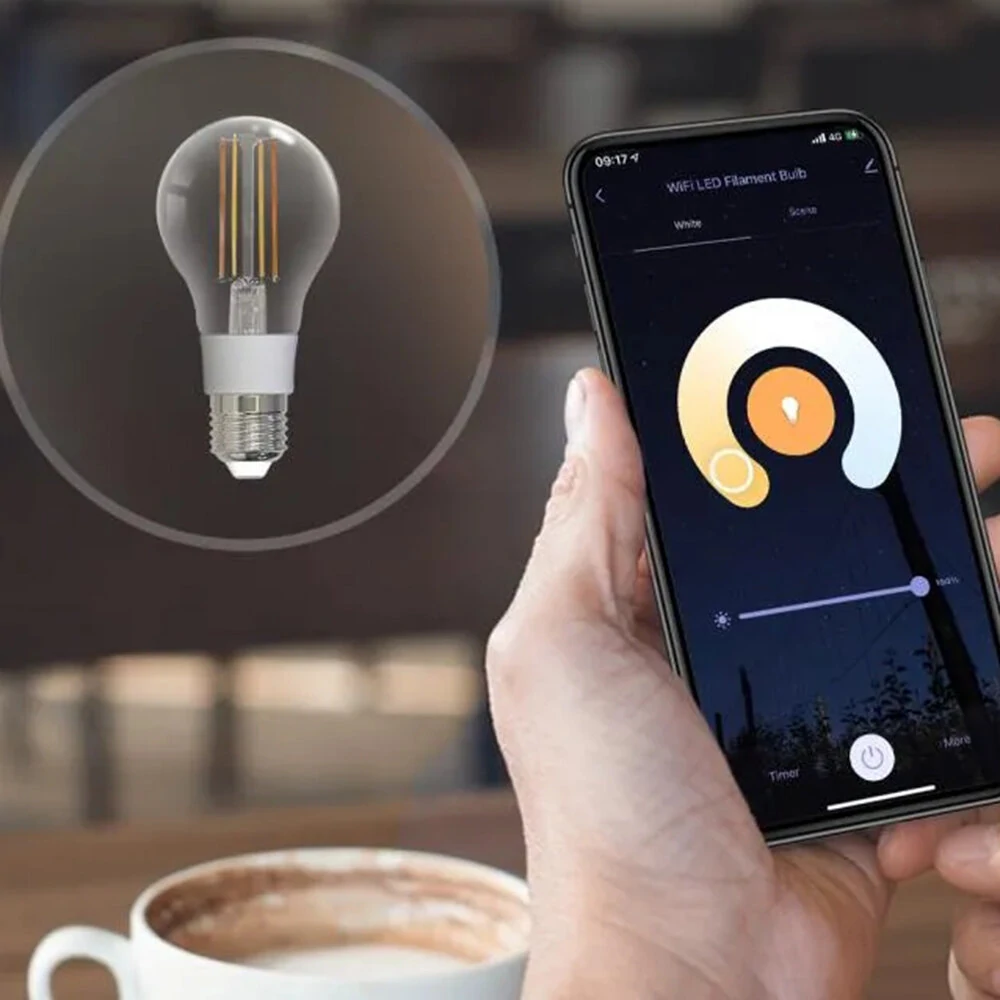Tuya Wifi Smart Filament Bulb 7W LED Light Lamp E27 Dimmable Lighting 806Lm Work With Smart Life Alexa Google Home — view 3