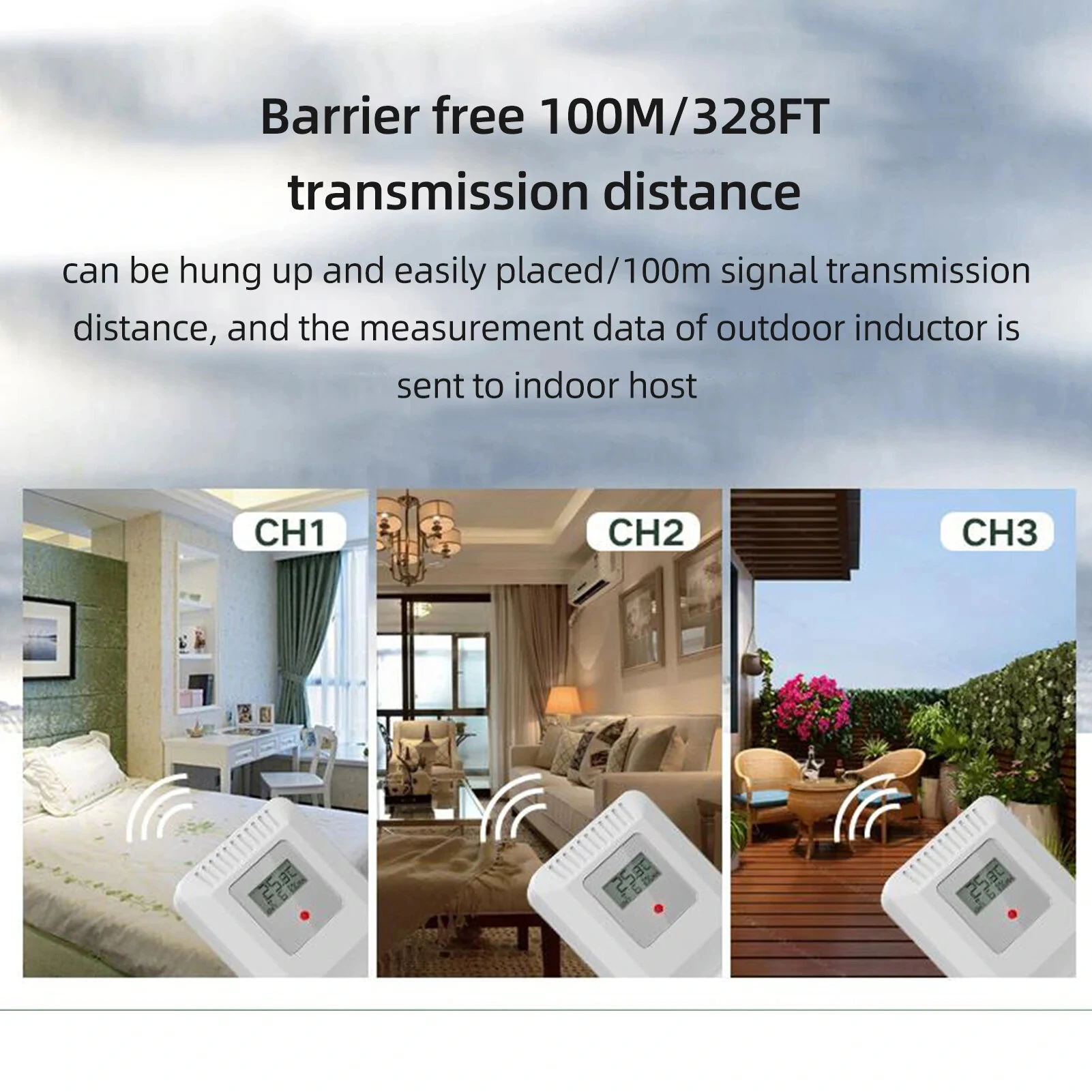 Tuya Wifi Wireless Weather Station Alarm Clock With 7.5 Inch Display / Atomic Clock / Weather Forecast / Outdoor Thermometer / Air Pressure / Moon Phase — view 7