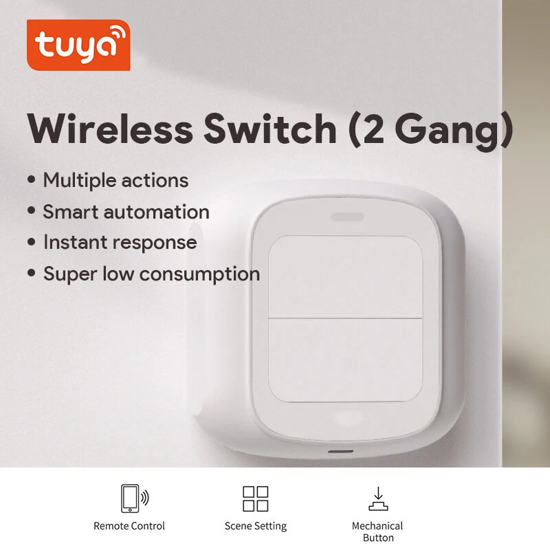 TUYA WiFi/Zigbe 2 Gangs Smart Scene Switch Wireless Remote Control Smart Home Automation Scenario Switch — view 2
