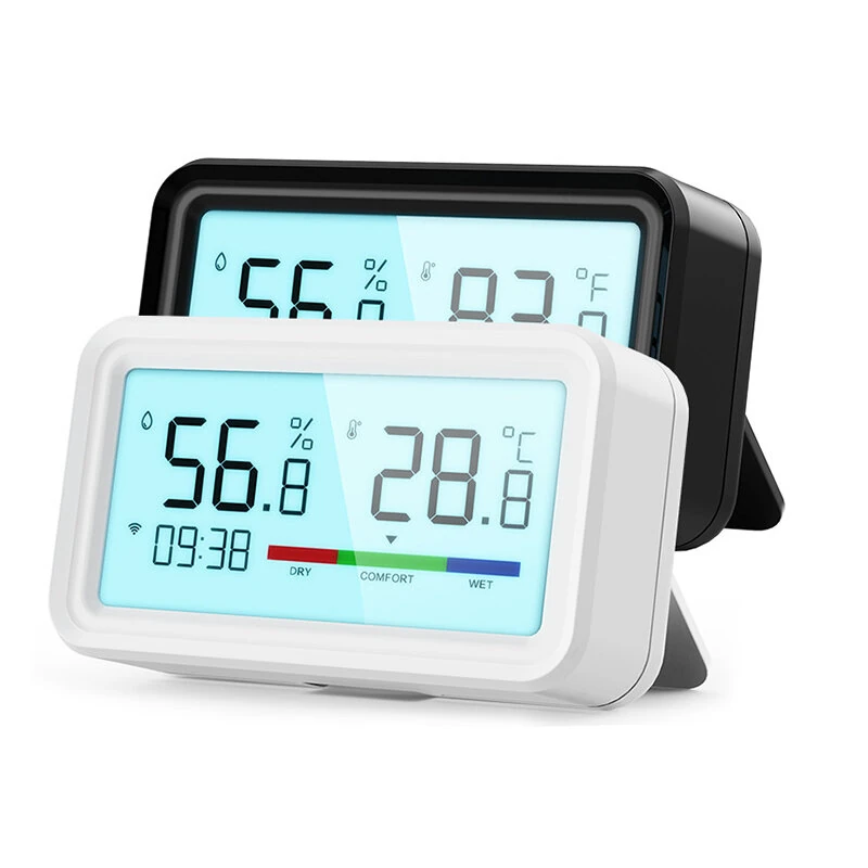 Tuya WiFi ZigBe Temperature Humidity Sensor with Screen Time Display Smart Home Indoor Hygrometer Voice Control with Alexa Google Smart Life — view 2