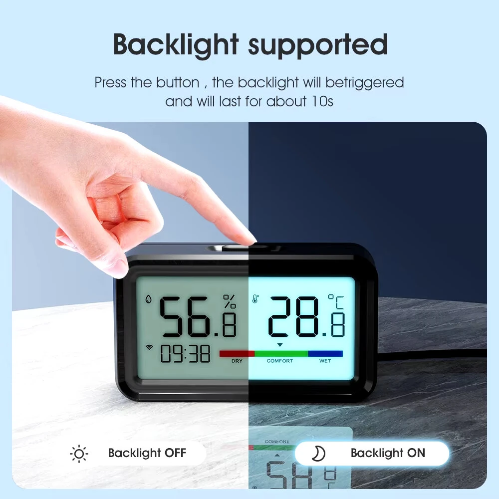 Tuya WiFi ZigBe Temperature Humidity Sensor with Screen Time Display Smart Home Indoor Hygrometer Voice Control with Alexa Google Smart Life — view 8