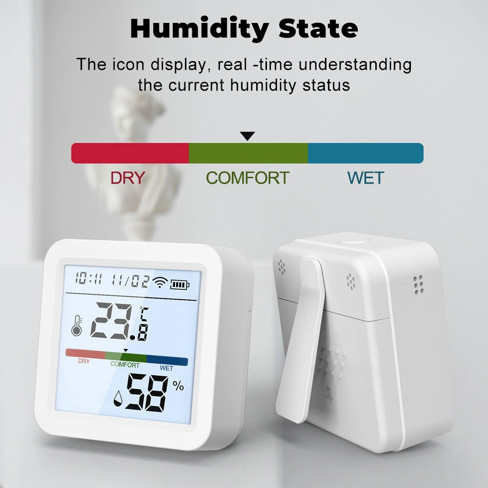 Tuya WiFi/Zigbee Smart Home Temperature Humidity Sensor with Backlight Hygrometer Thermometer Monitoring Sensor Support Alexa Google Home APP Control — view 4
