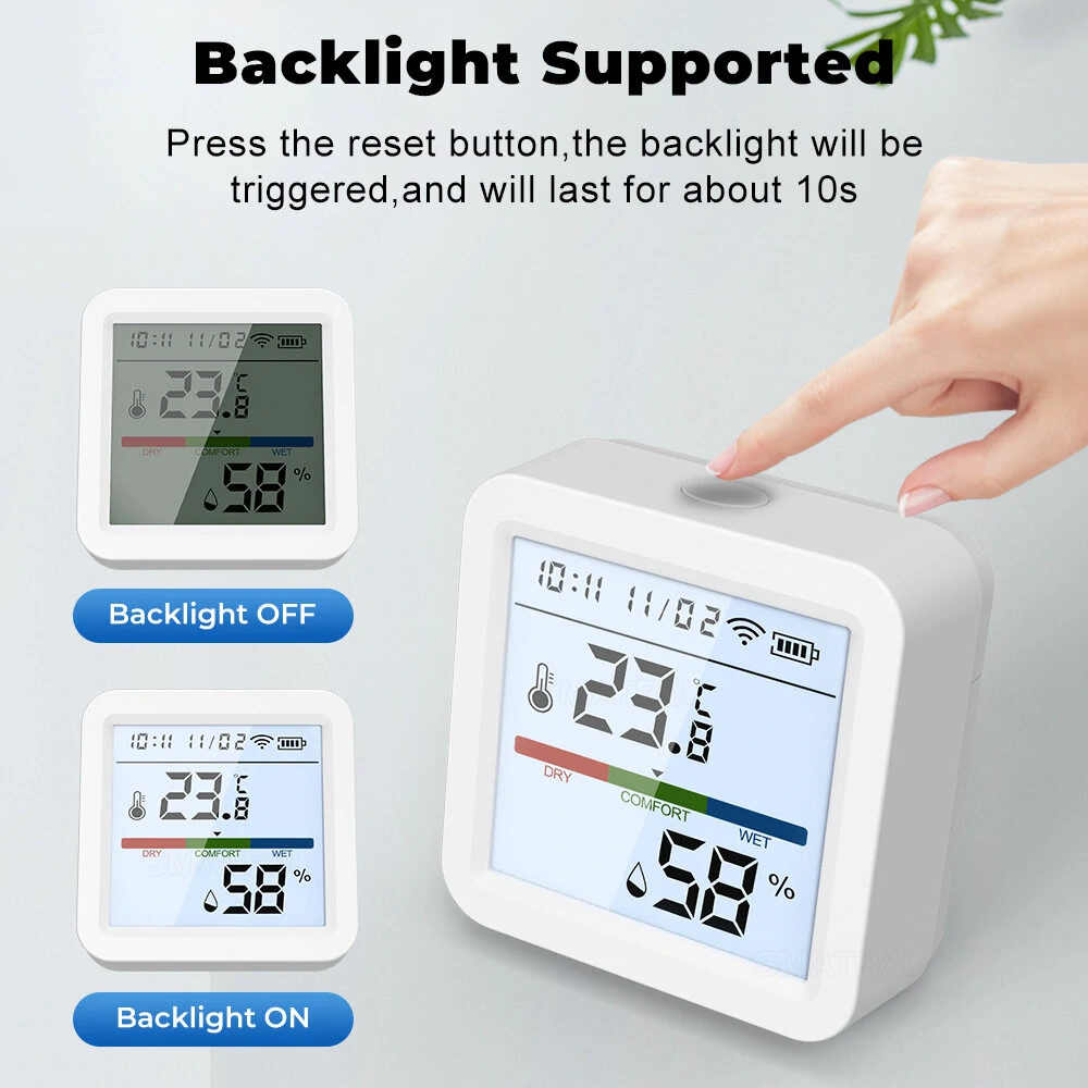 Tuya WiFi/Zigbee Smart Home Temperature Humidity Sensor with Backlight Hygrometer Thermometer Monitoring Sensor Support Alexa Google Home APP Control — view 5