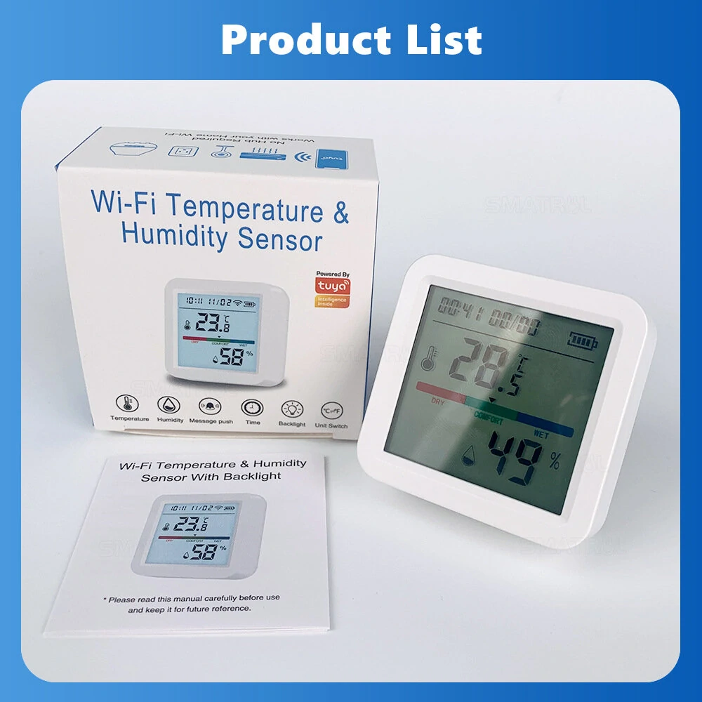 Tuya WiFi/Zigbee Smart Home Temperature Humidity Sensor with Backlight Hygrometer Thermometer Monitoring Sensor Support Alexa Google Home APP Control — view 8