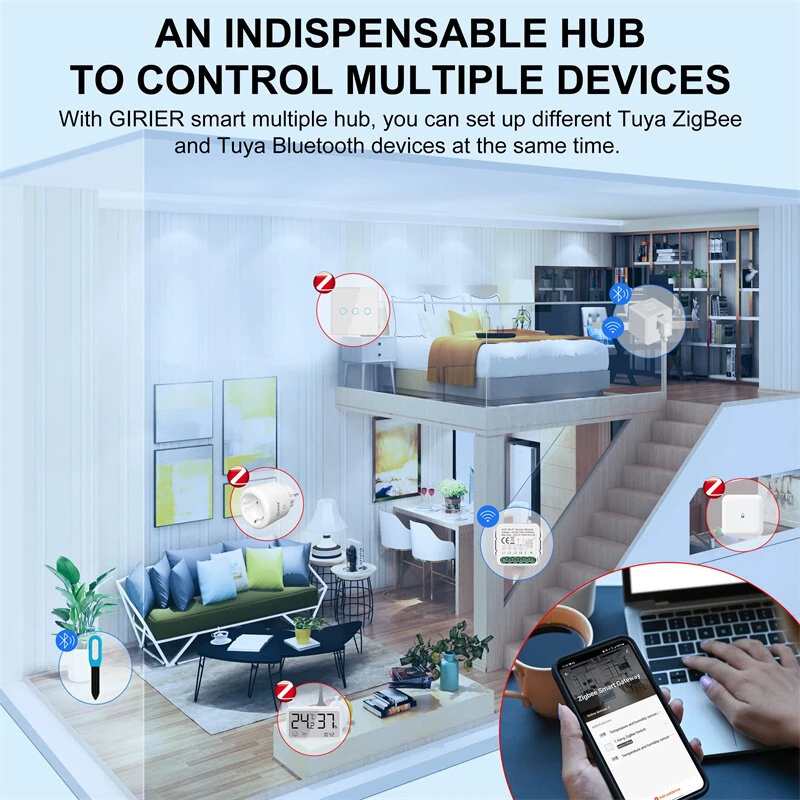 Tuya ZigBe Gateway Hub Plug-in Type Multi-mode ZigBe bluetooth Gateway Bridge for Smart Home Automation Work with Alexa — view 5
