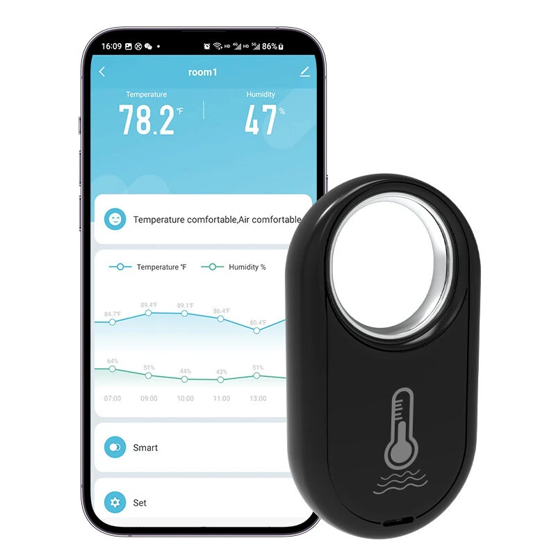 Tuya Zigbe Hanging Temperature Humidity Sensor Removeable Smart Life Thermometer Detector Voice Control with Alexa Google Home — view 2