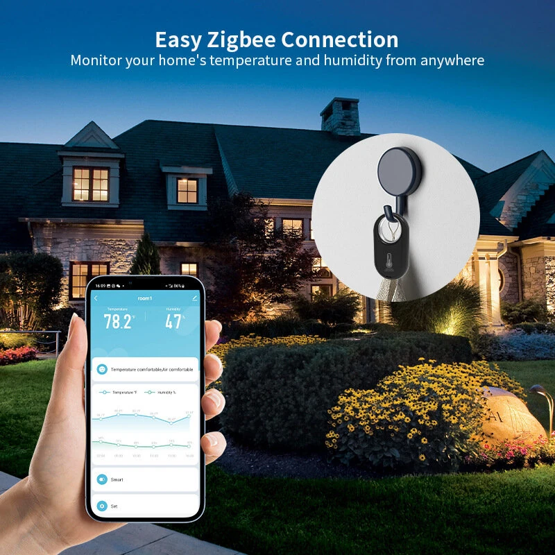 Tuya Zigbe Hanging Temperature Humidity Sensor Removeable Smart Life Thermometer Detector Voice Control with Alexa Google Home — view 4