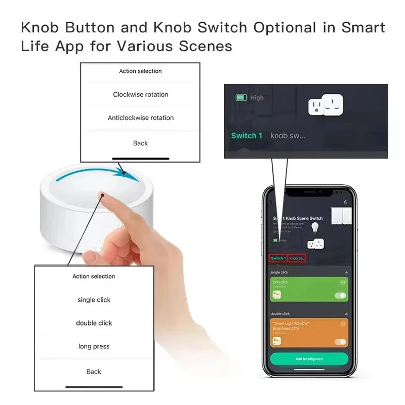 Tuya Zigbe Smart Konb Scene Switch Dimmer Button Knob Controller Home Automation Intelligent DIY Switch Support Home Assistant — view 5