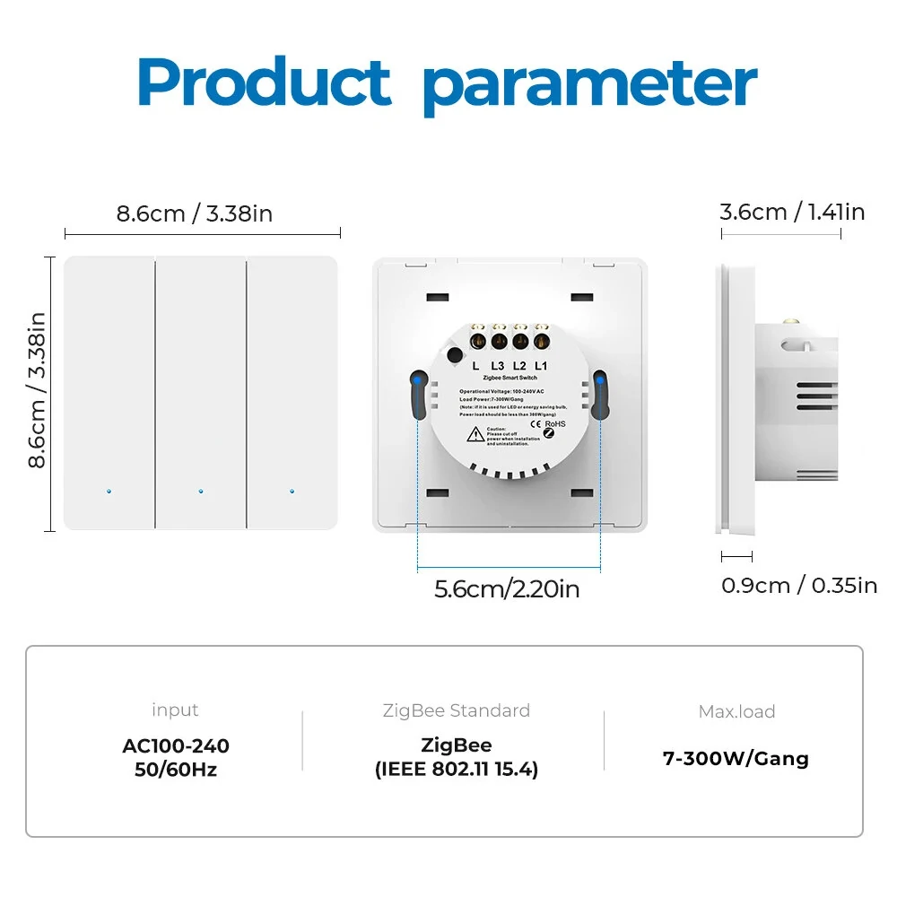 Tuya Zigbe Smart Light Switch Wall Button Switch No Neutral Wire No Capacitor Needed Smart Life APP Voice Remote Control with Alexa Google Home — view 7