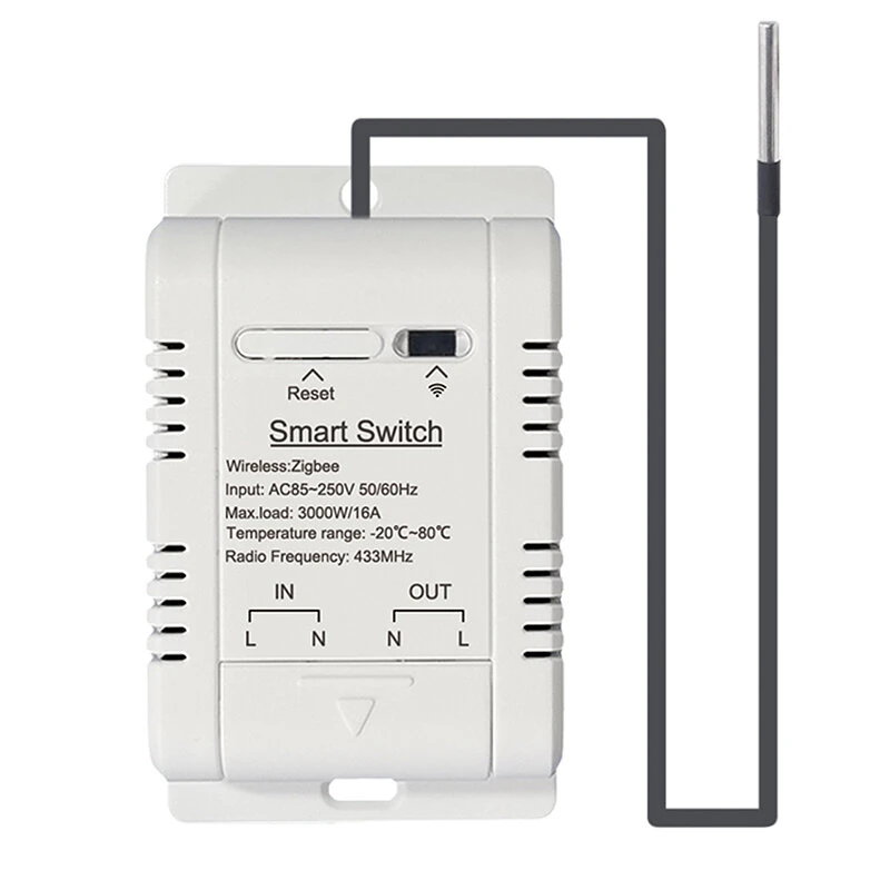 Tuya Zigbe Temperature Humidity Smart Switch 16A 3000W APP Remote Control Voice Control Timer & Schedule for Smart Life & Tuya Smart APP — image 1