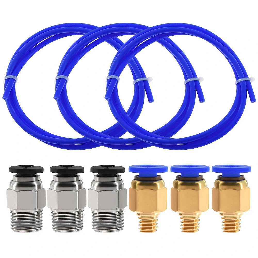 TWO TREES® 3PCS 1Meters Blue PTFE Tube + 3 PC4-M6 Pneumatic Connectors + 3 PC4 — view 2