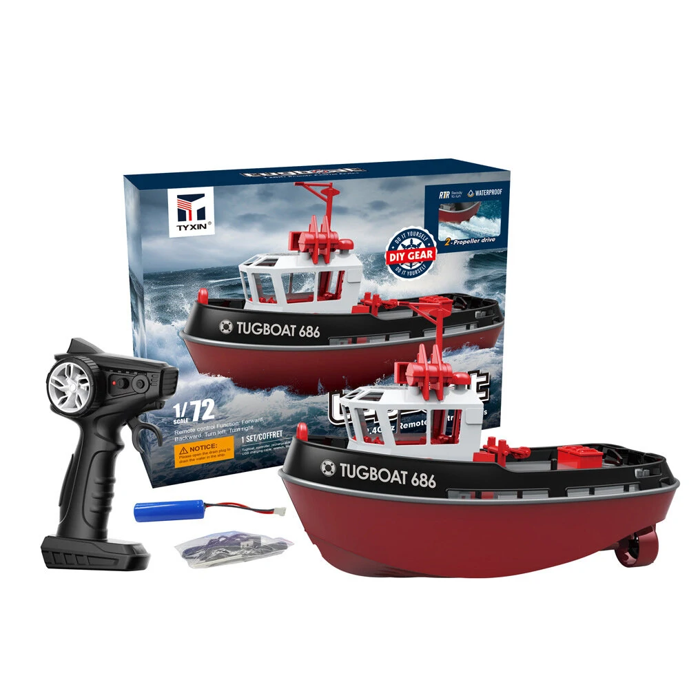 TY XIN 686 2.4G 1/72 Rc Boat Powerful Dual Motor Wireless Electric Remote Control Tugboat Model Toys for Boys Gift — view 9