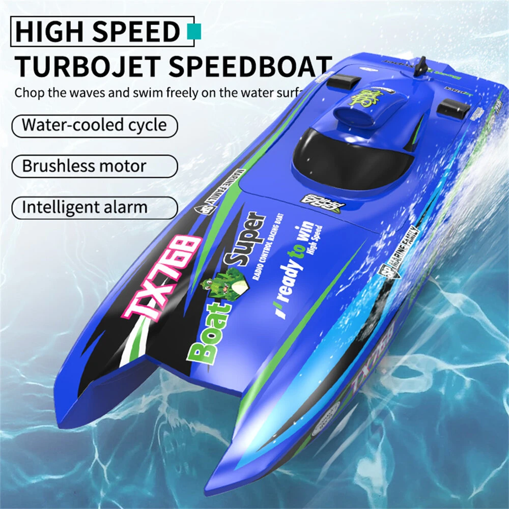 TY XIN 768 Brushless RTR 2.4G 30km/h RC Boat Jet Speedboat Water Cooling Waterproof Remote Control Ship High Speed Full Proportional Vehicles Models Toys — view 4