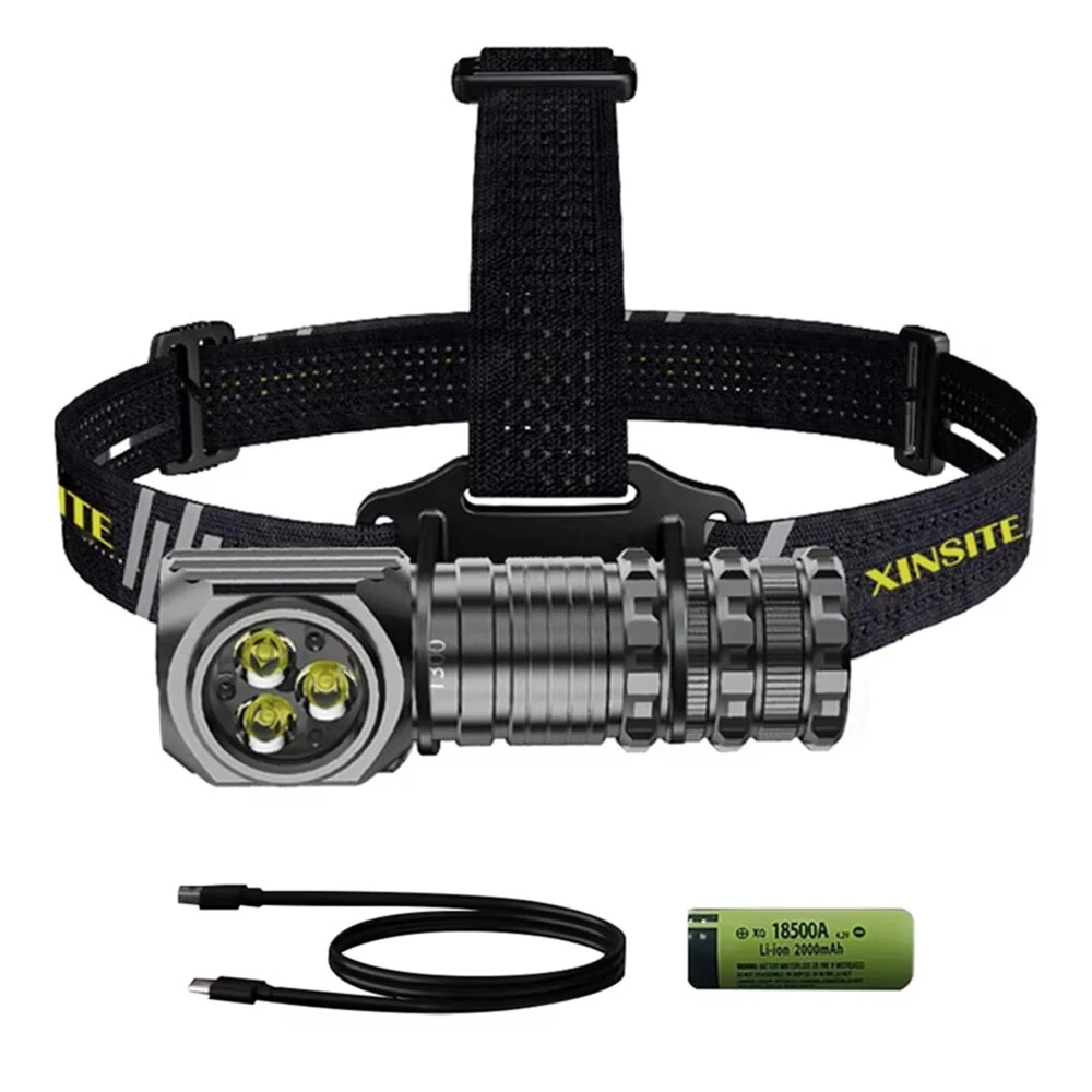 Type-C USB Rechargeable Headlamp 18650 White Red LED Headlight Fishing Torch 7 Gears Multifunctional Aluminum Alloy Flashlight for Outdoor Camping Hiking Working Running