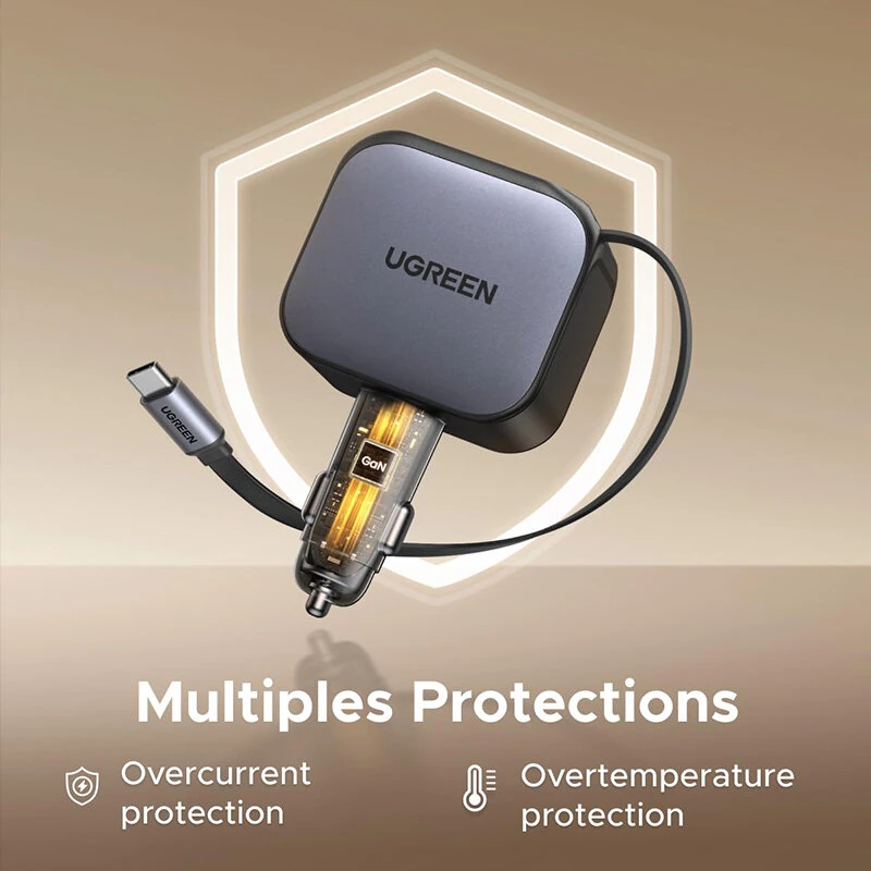 Ugreen 145W 4-Port USB PD Car Charger Adapter with Integrated USB-C Cable 2USB-C+USB-A QC3.0 PD 3.0 QC 3.0 PPS SCP  Fast Charging for iPhone 16 16 Pro 15 14 13 Pro Max for Huawei Pura 80 Ultra for Samsung Galaxy Z Fold7 for XIAOMI — view 8