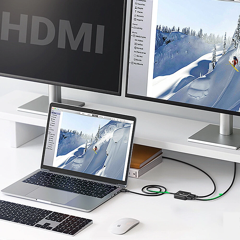 UGreen CM311 4K@60Hz HDMI Switch with 3.3FT HDMI Cable 2 in 1 Out/1 in 2 Out Bidirectional HDMI Splitter Switcher for HDTV Monitor Projector Laptop Switch — view 4