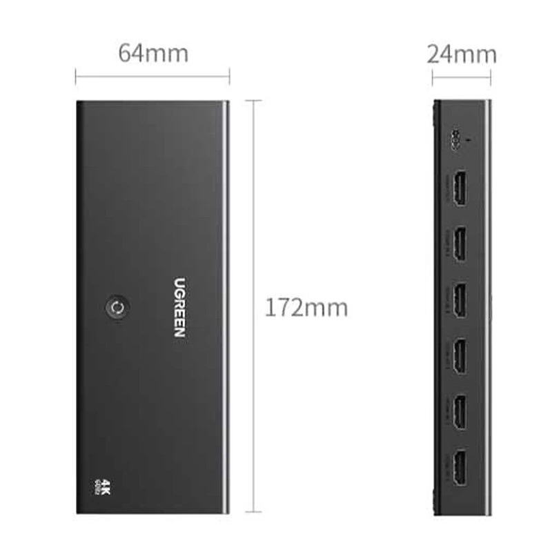 UGREEN CM600 HD Switch Splitter 4K@60Hz 5 In 1 Out HD Switcher with Remote Control for PS4/5 Switch TV Box Laptop PC Plug and Play — view 7