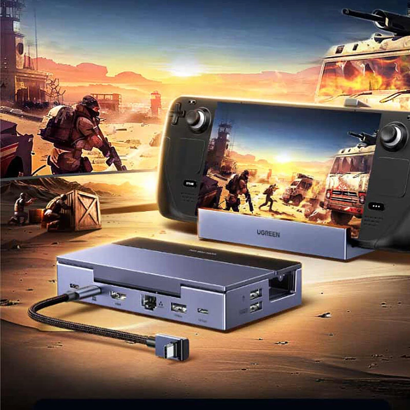 UGREEN CM800 9-in-1 USB-C Gaming Docking Station with 10Gbps USB3.2 / Type-C3.2 / USB2.0*2 / 4K@60Hz HD / P100W / 1000M Ethernet / SD&TF Card Reader Multiports Splitter Adapter for PC Laptop Computer — view 4