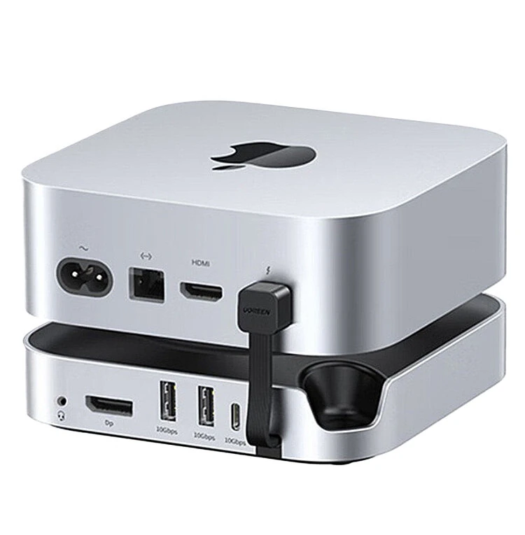 UGREEN CM841 for MacMini M4 USB Hub Docking Station with M.2 NVMe SSD Enclosure 10Gbps USB3.2 / 4K240Hz 2K240Hz DP1.4 / 3.5mm Audio / SD&TF Card Reader Slot USB Splitter Dock — UGREEN