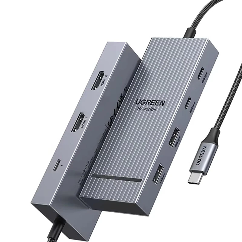 UGREEN CM8880 7-in-1 Type-C Docking Station with 4K60Hz 2HD / 10Gbps USB-A&C Ports PD100W USB HUB for PC Laptop Computer TV — view 2