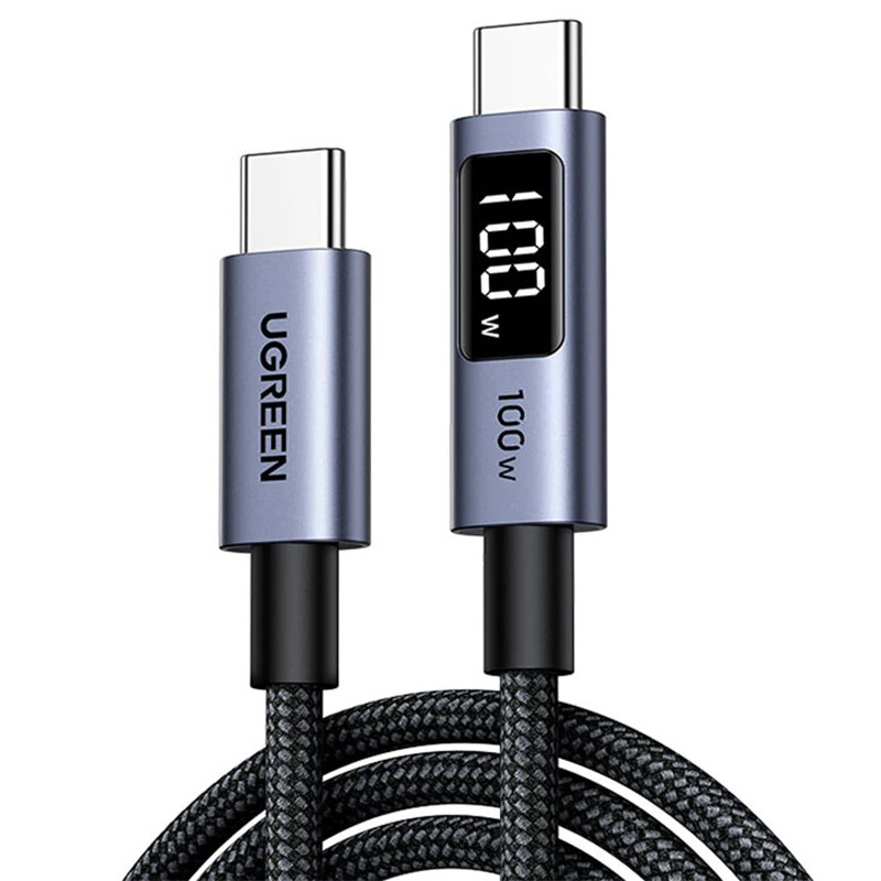 Ugreen L529 5A PD100W Type-C to Type-C Digital Display Cable PD3.0/2.0 PPS SCP Fast Charging Data Transmission Tinned Copper Core Line 1M Long for iPhone 17 17 Pro 16 15 Pro Max for Huawei Mate XTs for Xiaomi 17pro for VIVO for OPPO