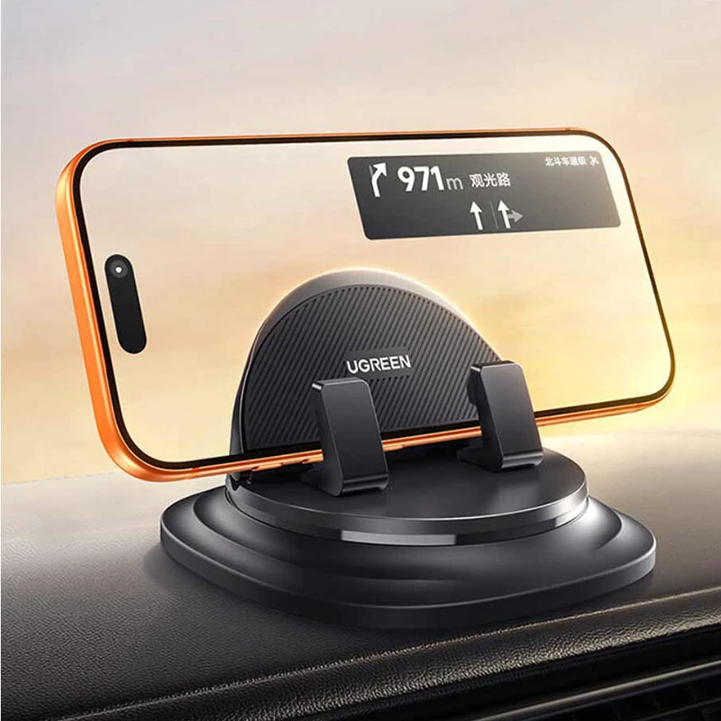UGREEN LP995 Dashboard Phone Holder Car Mount 360° Rotation Heat Resistant Up to 80°C Adhesive Base Anti Shake for Phone and Small Tablet