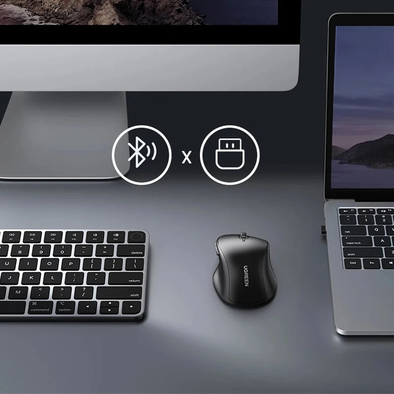 UGreen MU101 2.4G Wireless bluetooth Mouse 1000-4000DPI Silent Buttons Ergonomics for MacBook Tablet Laptop Mute Mice 2.4G Mouse — view 5