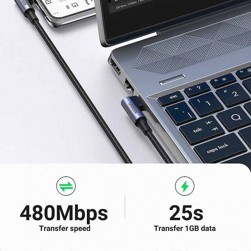 Ugreen US335 5A 100W Type-C to Type-C Cable QC4.0 FCP Fast Charging Data Transmission Tinned Copper Core Line 1M/2M Long for Huawei Mate50 for Samsung Galaxy S23 for Redmi K60 for Oppo Reno9 — view 4