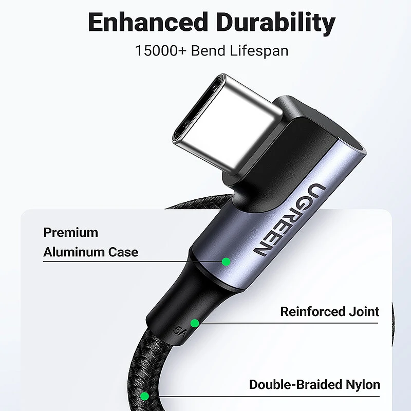 Ugreen US335 5A 100W Type-C to Type-C Cable QC4.0 FCP Fast Charging Data Transmission Tinned Copper Core Line 1M/2M Long for Huawei Mate50 for Samsung Galaxy S23 for Redmi K60 for Oppo Reno9 — view 7